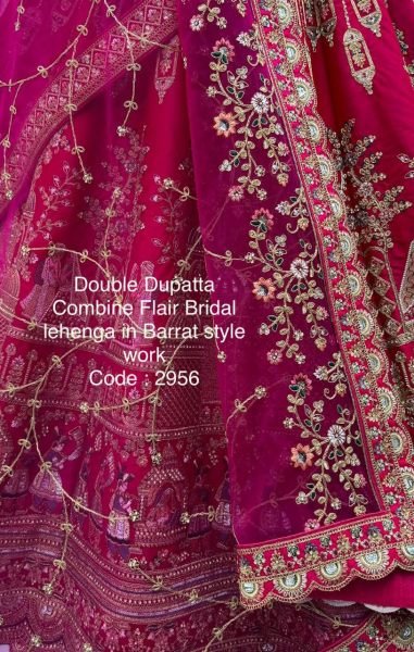 Gorgeous Rani Pink Silk Heavy Work Bridal Wear Lehenga Choli With Double Dupatta Bridal Lehenga Choli