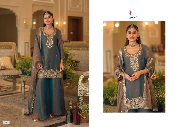 Gorgeous Teal Moch Co-Ord Set with Embellished Top, Palazzo and Dupatta For Wedding Designer Plazzo Salwar Suits Wholesale