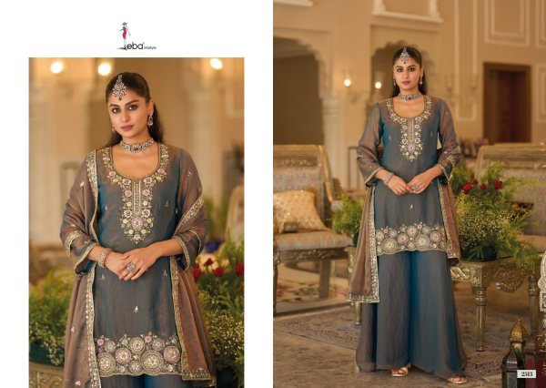 Gorgeous Teal Moch Co-Ord Set with Embellished Top, Palazzo and Dupatta For Wedding Designer Plazzo Salwar Suits Wholesale