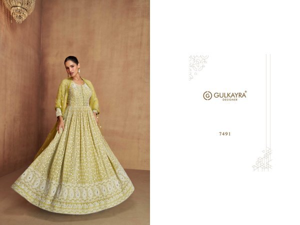 Gorgeous Yellow georgette anarkali suit by Gulkayra Designer   Wedding Bridal Dress Wholesale