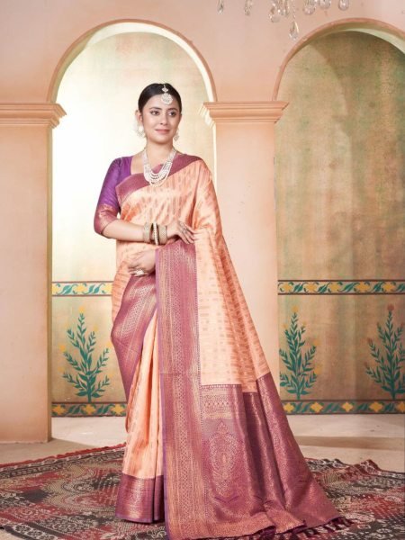 Grace of Kanchipuram Pure Silk Saree with Gold Border & Timeless Weave Banarasi Saree Wholesale