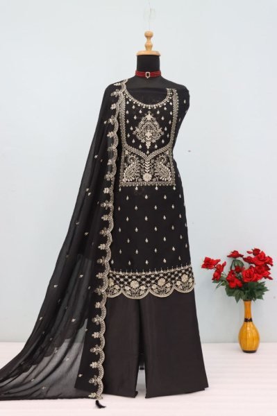Graceful Black Boutique Style Rangoli Crush Semi Stitched Salwar Suit At Manufacturer  Churidar Salwar Suits Wholesale