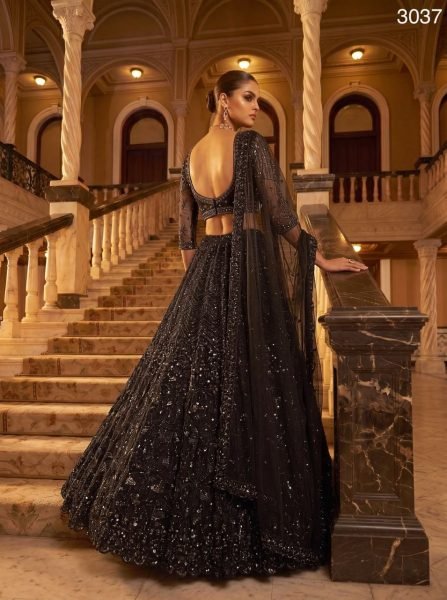 Graceful Black Designer Black Lehenga Choli Set with Monochrome Sequins for Wedding Wear Designer Lehenga Choli
