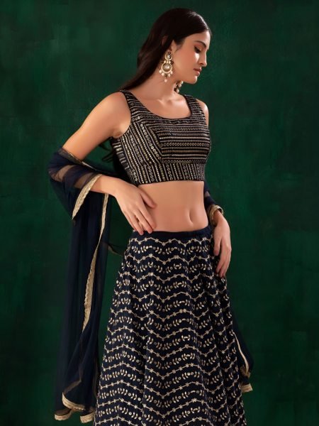 Graceful Black Georgette Lehenga with Heavy Zari and Sequins Embroidery For Party Wear Designer Lehenga Choli