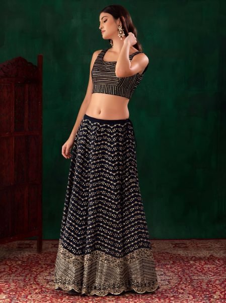 Graceful Black Georgette Lehenga with Heavy Zari and Sequins Embroidery For Party Wear Designer Lehenga Choli