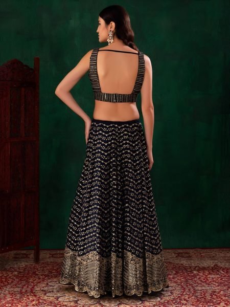 Graceful Black Georgette Lehenga with Heavy Zari and Sequins Embroidery For Party Wear Designer Lehenga Choli
