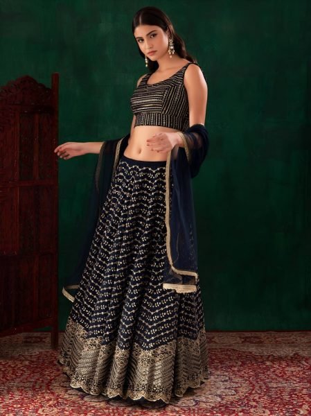 Graceful Black Georgette Lehenga with Heavy Zari and Sequins Embroidery For Party Wear Designer Lehenga Choli