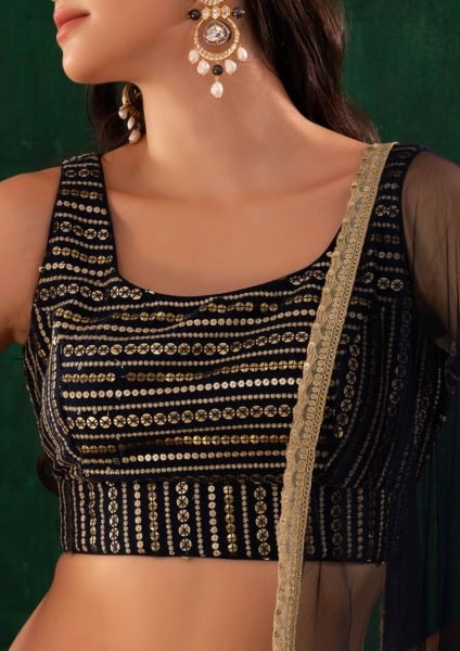 Graceful Black Georgette Lehenga with Heavy Zari and Sequins Embroidery For Party Wear Designer Lehenga Choli