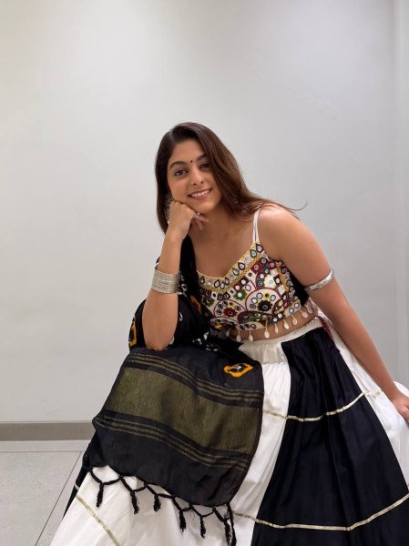Graceful Black White Designer Rayon Navratri Lehenga Choli with Real Mirror Embroidery Navratri Lehnega Choli