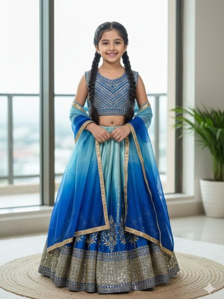 Graceful Blue Chinon Silk Lehenga Choli with Sequins Work for Party Wear Kurtis