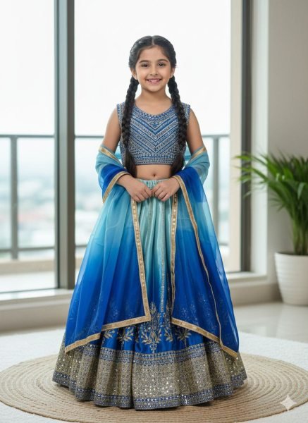Graceful Blue Chinon Silk Lehenga Choli with Sequins Work for Party Wear Girls Wear