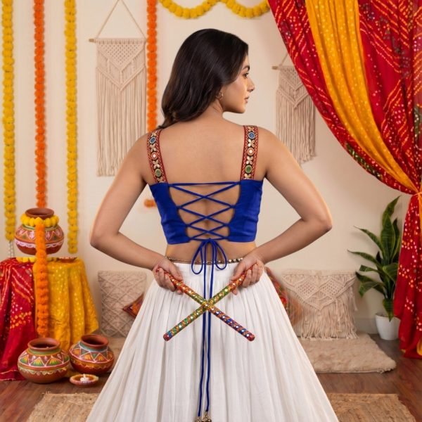 Graceful Blue Festival Wear Rayon Short Kurti with Stylish Back Tie-Up and Embroidery Work Tunics kurti