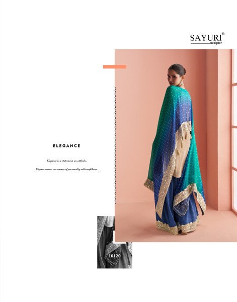 Graceful Blue Simar Silk Pauncho Style Kaftan Short Sharara Set with Hand Mirror Work Designer Plazzo Salwar Suits Wholesale