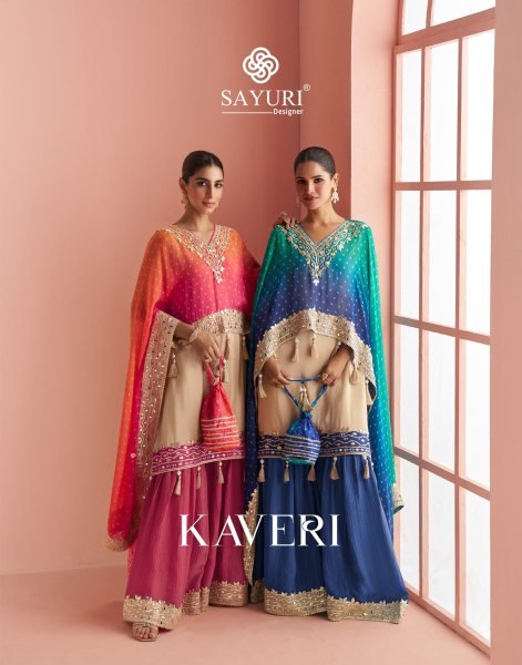 Graceful Blue Simar Silk Pauncho Style Kaftan Short Sharara Set with Hand Mirror Work Designer Plazzo Salwar Suits Wholesale