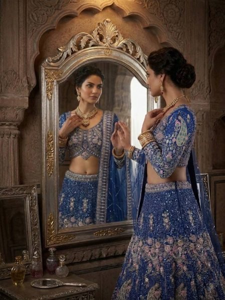 Graceful Blue Wedding Wear Designer Lehenga for Boutique Collection Bridal Lehenga Choli