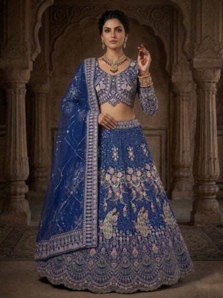 Graceful Blue Wedding Wear Designer Lehenga for Boutique Collection Bridal Lehenga Choli