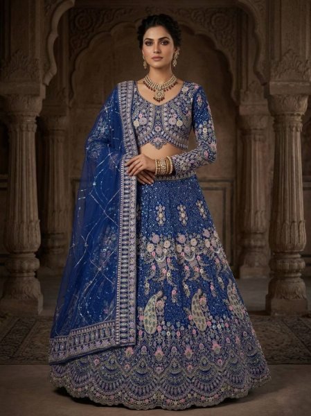 Graceful Blue Wedding Wear Designer Lehenga for Boutique Collection Bridal Lehenga Choli