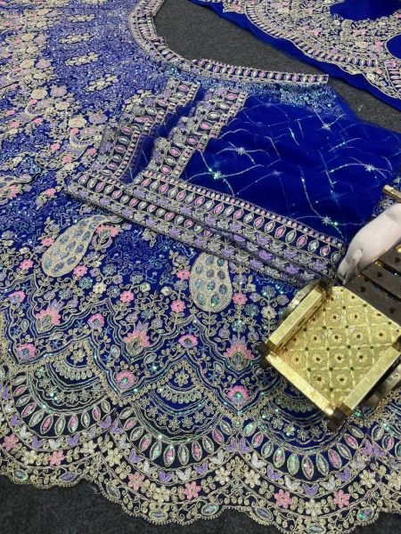 Graceful Blue Wedding Wear Designer Lehenga for Boutique Collection Bridal Lehenga Choli