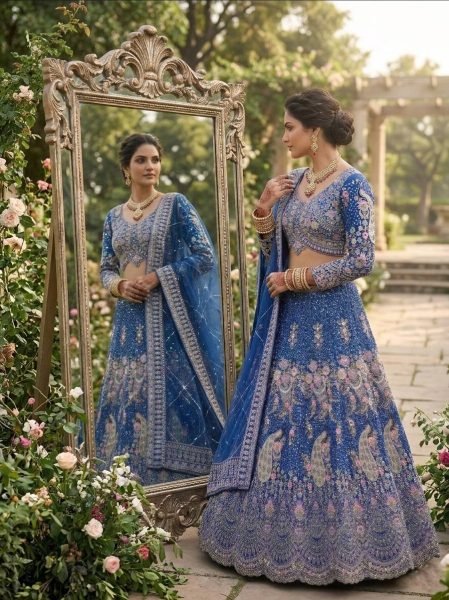 Graceful Blue Wedding Wear Designer Lehenga for Boutique Collection Bridal Lehenga Choli