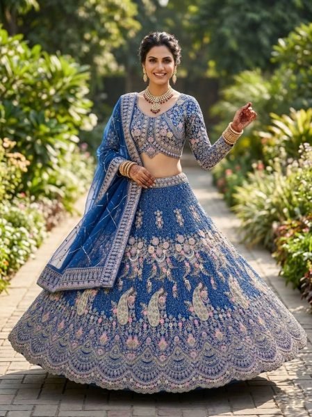 Graceful Blue Wedding Wear Designer Lehenga for Boutique Collection Bridal Lehenga Choli