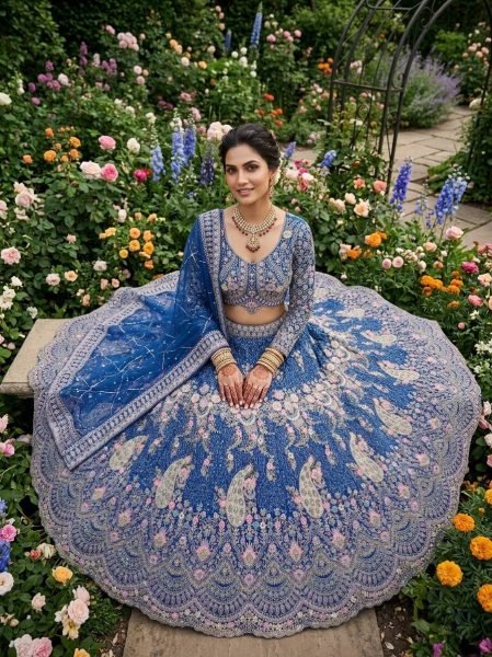 Graceful Blue Wedding Wear Designer Lehenga for Boutique Collection Bridal Lehenga Choli