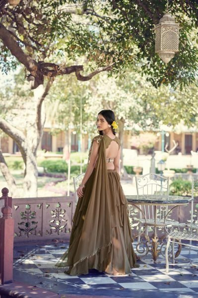 Graceful Brown Wedding Collection Lehenga with Sequins and Thread Embroidery Designer Lehenga Choli