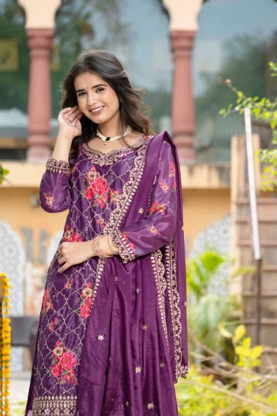 Graceful Chinon Silk Kurti Plazo Set with Dupatta for Women in Best Price  Ready To Wear Collection