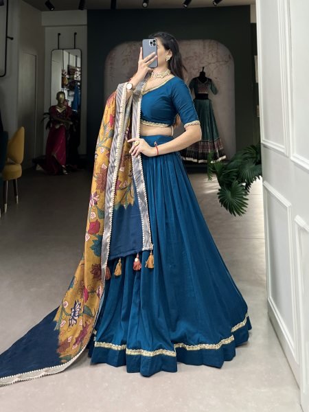 Graceful Chinon Silk Lehenga Choli with Lace Detailing and Tussar Silk Dupatta Designer Lehenga Choli