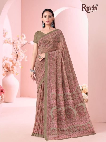 Graceful Dark Pink Buy Printed Georgette Saree Online at Wholesale Price 