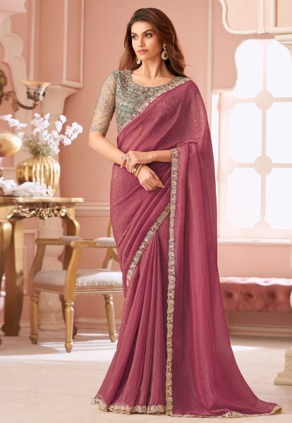 Graceful Dusty Pink Elegant Party Wear Saree for Wedding and Festive Wear Designer Wedding Sarees Wholesale