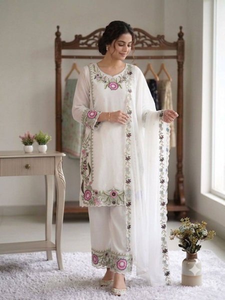 Graceful Fox Georgette Palazzo Suit Set for Festive   Party Wear 