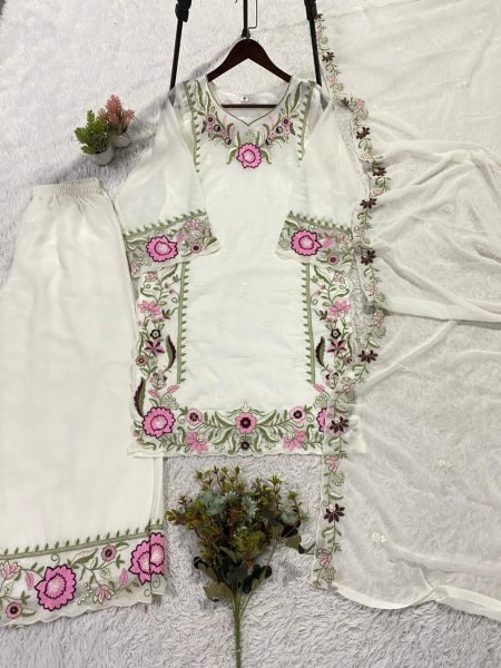 Graceful Fox Georgette Palazzo Suit Set for Festive   Party Wear Ready To Wear Collection