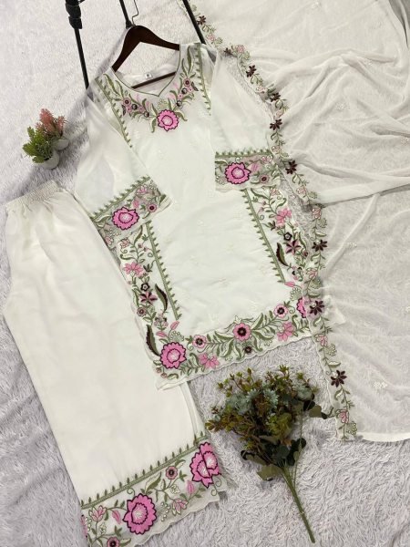 Graceful Fox Georgette Palazzo Suit Set for Festive   Party Wear Ready To Wear Collection