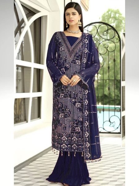 Graceful Georgette Embroidered Suit Available in Wholesale with Nazneen Dupatta Dress Material 