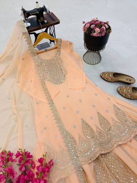 Graceful Georgette Round Neck Short Kurti Set With Codding Work For Bulk Buyers Ready To Wear Collection