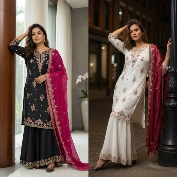 Graceful Georgette White Suit Set with sequins for Special Occasions Ready To Wear Collection