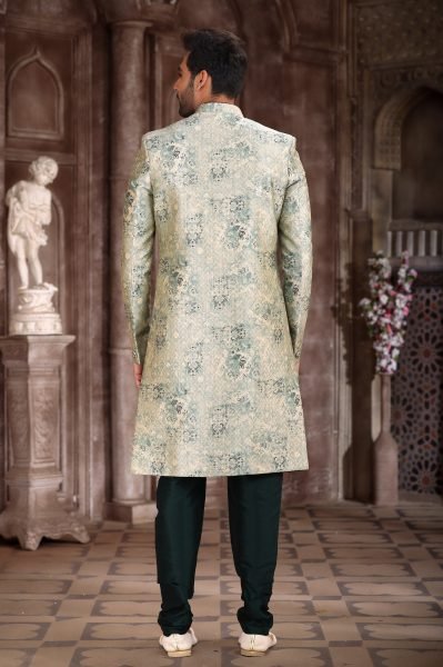 Graceful Green Designer Printed Sherwani for Men with Elegant Look Kurta Pajama Wholesale