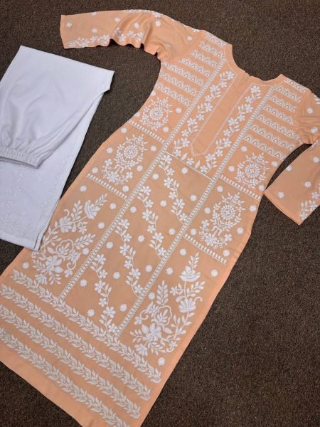 Graceful Heavy Rayon Ready to Wear Cotton Embroidered Top Plazzo Set for Women Embroidery Kurtis 