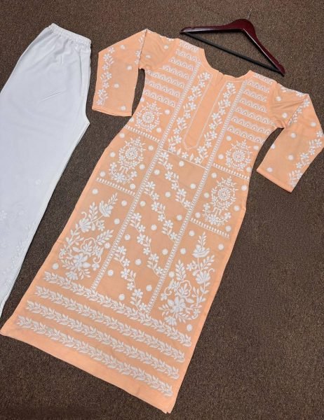 Graceful Heavy Rayon Ready to Wear Cotton Embroidered Top Plazzo Set for Women Embroidery Kurtis 
