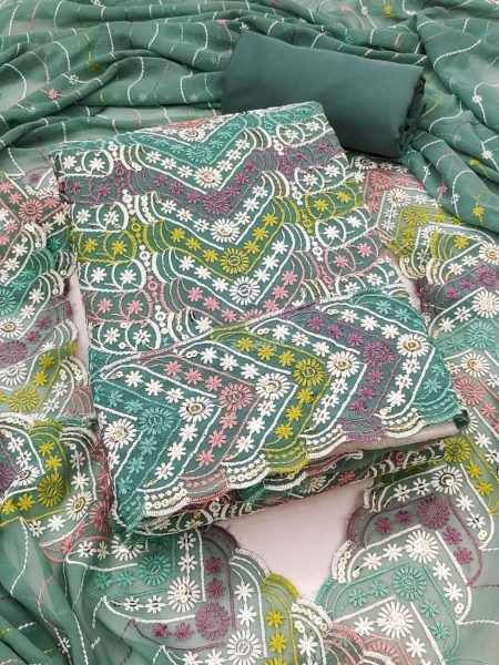 Graceful Jorjat Dress Material with Fine Thread Embroidery Suit Dress Material 