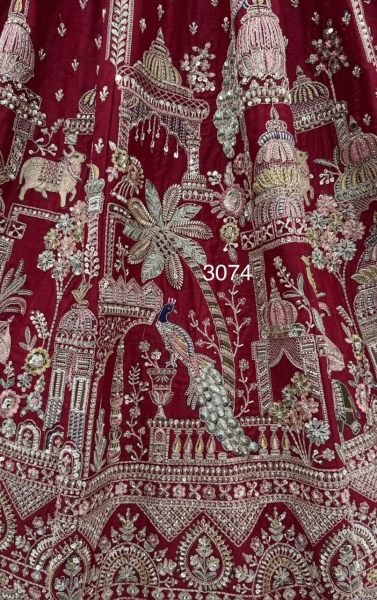 Graceful Maroon Bridal Silk Lehenga Choli with Heavy Embroidery and Double Net Dupatta Bridal Lehenga Choli