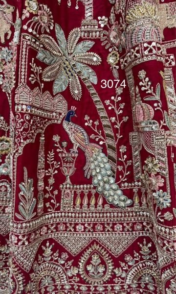 Graceful Maroon Bridal Silk Lehenga Choli with Heavy Embroidery and Double Net Dupatta Bridal Lehenga Choli