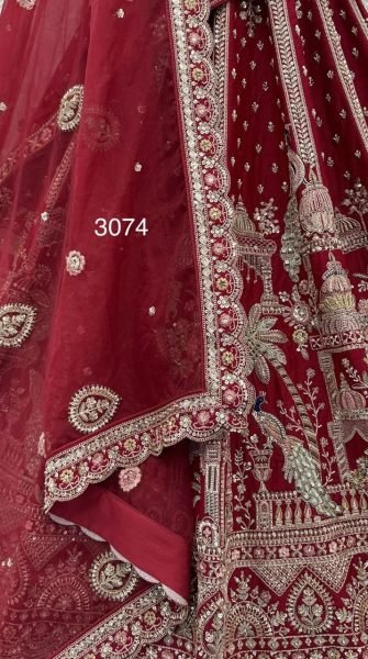 Graceful Maroon Bridal Silk Lehenga Choli with Heavy Embroidery and Double Net Dupatta Bridal Lehenga Choli