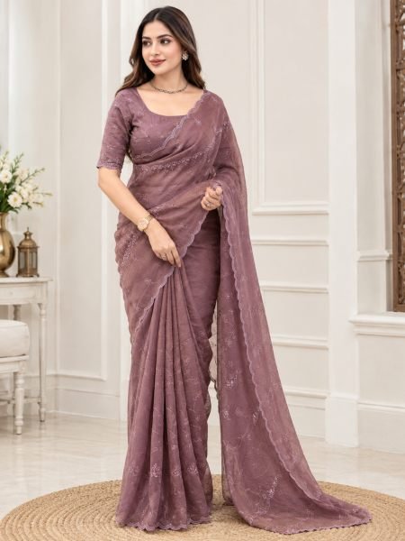 Graceful Mauve Designer Status Silk Saree with Embroidered Status Silk Blouse  Sarees 