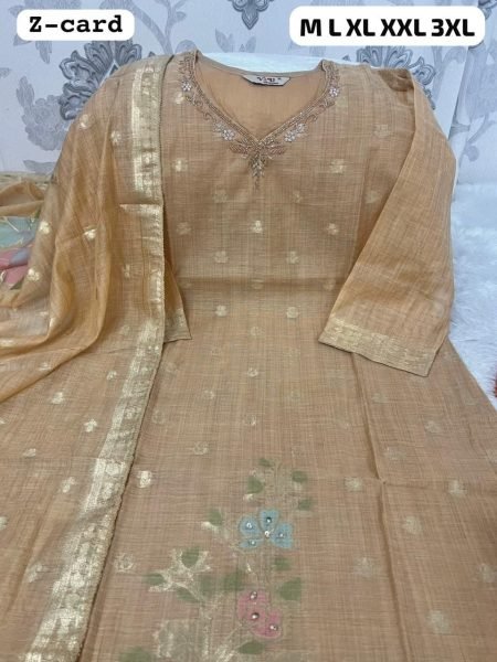Graceful Orange Premium Crushed Tissue Embroidered Suit at Wholesale Price  Straight Cut Long Kurtis
