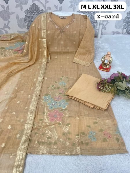 Graceful Orange Premium Crushed Tissue Embroidered Suit at Wholesale Price  Straight Cut Long Kurtis