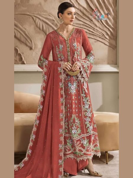 Graceful Orange Wedding Collection Suit with Elegant Handwork Design Salwar Kameez
