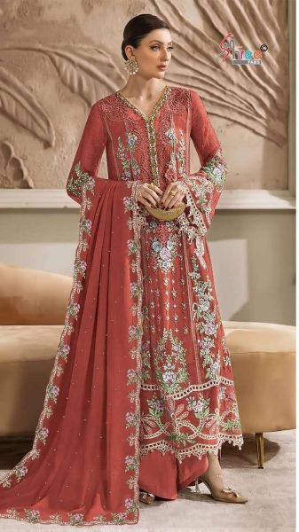 Graceful Orange Wedding Collection Suit with Elegant Handwork Design Pakistani Suits Wholesale