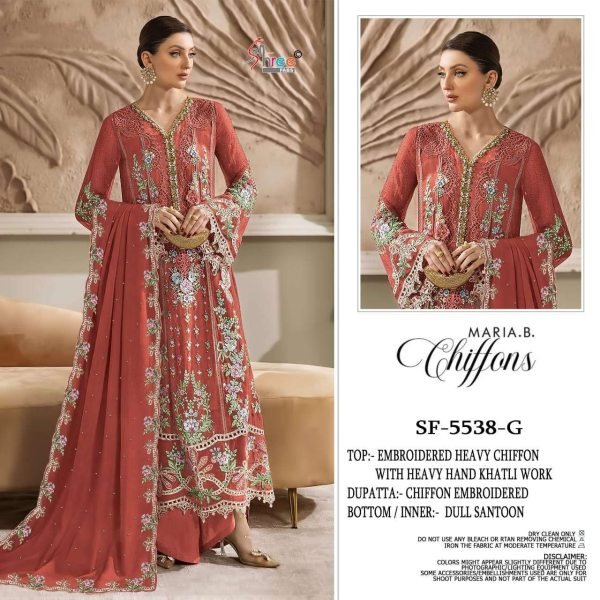 Graceful Orange Wedding Collection Suit with Elegant Handwork Design Pakistani Suits Wholesale