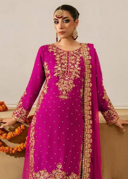 Graceful Pink Designer Roman Glass Embroidered Kurti with Chudidar and Dupatta Ready To Wear Collection